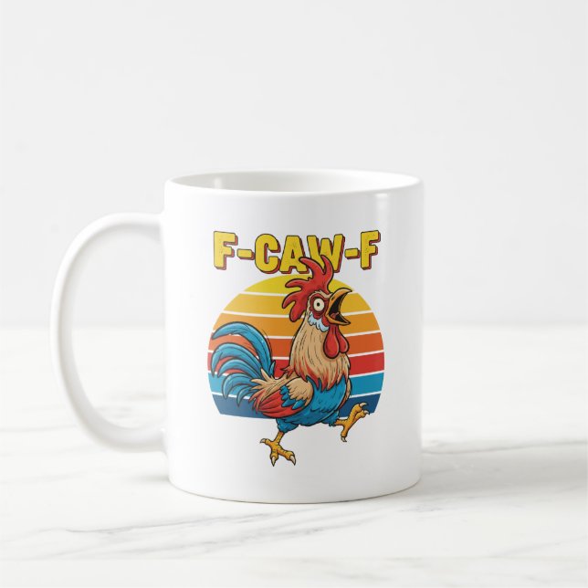 Mug Funny F-Awk-F Poulets F-Caw-F Rooster Pun Retro cl (Gauche)