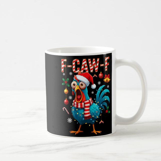 Mug Funny F-caw-f Christmas Chicken Xmas Lights Santa  (Droite)