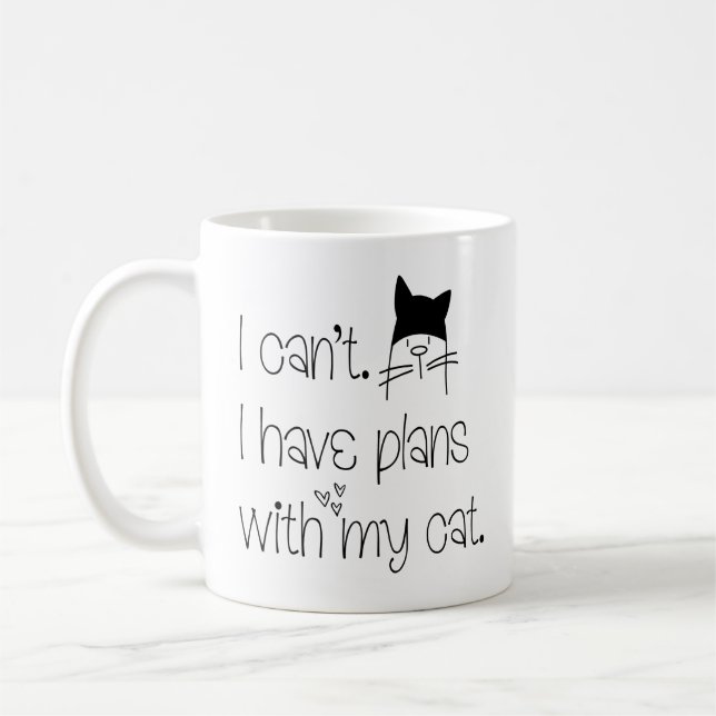 Mug Funny Feline Excusez je ne peux pas avoir de plans (Gauche)