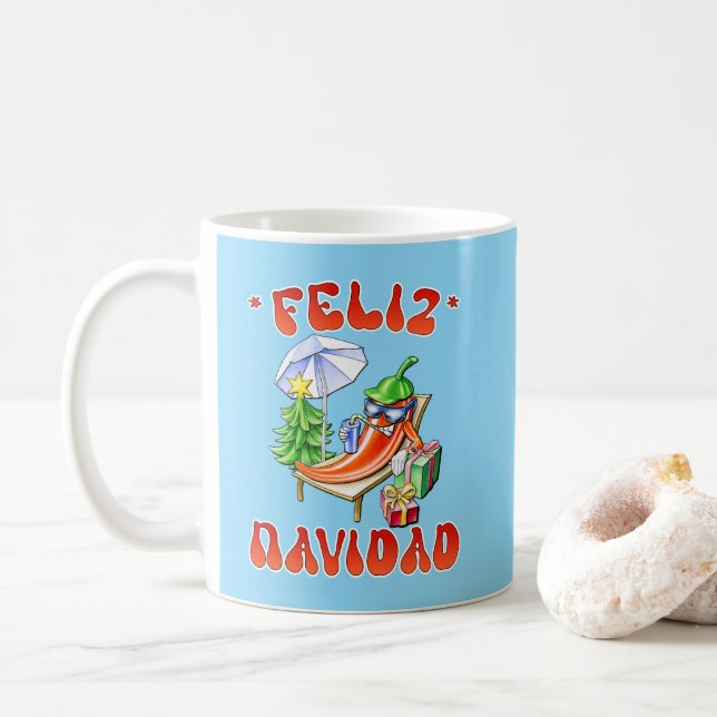 Mug Funny Feliz Navidad Cute Christmas Chili (Avec donut)