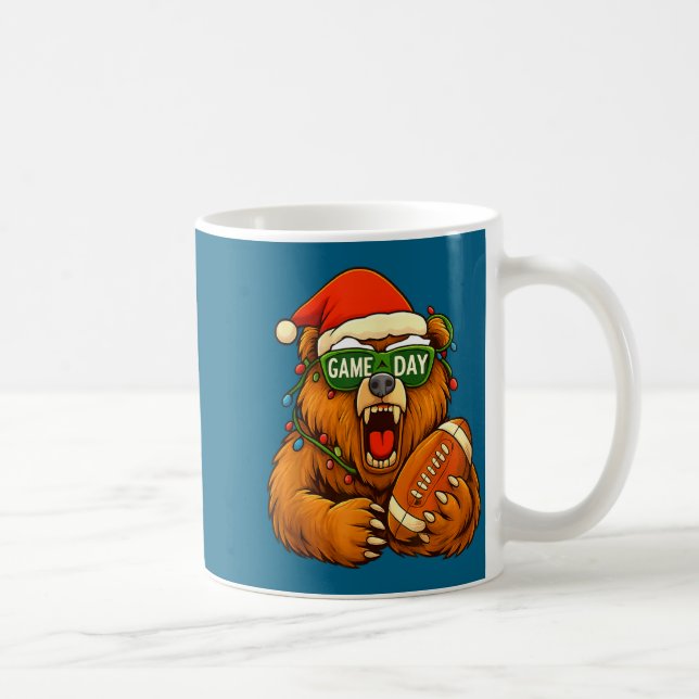 Mug Funny Football Bear Christmas Game Day Shirt Vinta (Droite)