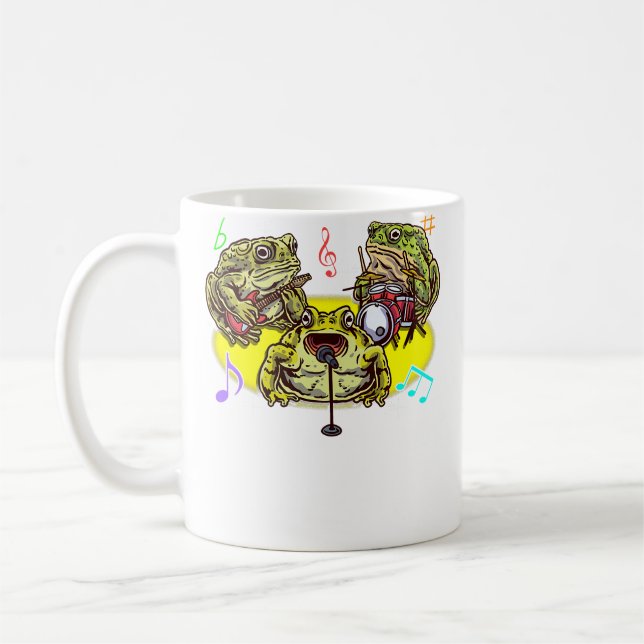 Mug Funny Frog Band Musician Playing Guitar Drums Sing (Gauche)