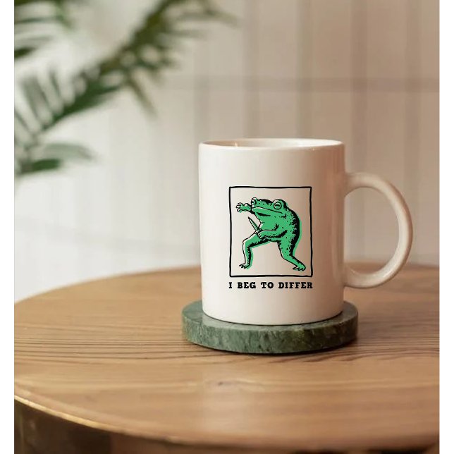 Mug Funny Frog with Knife – "I Beg to Differ" Meme (Créateur téléchargé)