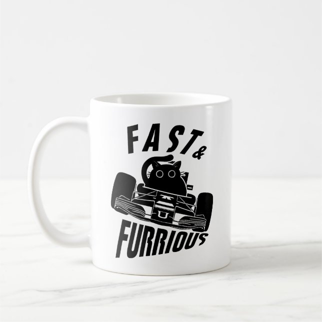 Mug Funny FURRurious voiture voiture chat de conduite (Gauche)