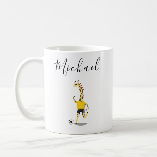 Mug Funny Giraffe Boys Soccer Team Cute Personnalisé (Gauche)
