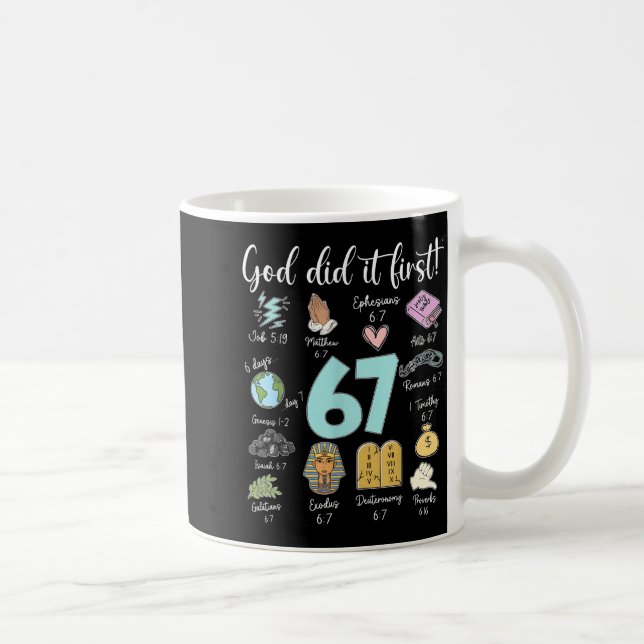 Mug Funny God Did It First 67 Meme Jesus Christian Bib (Droite)