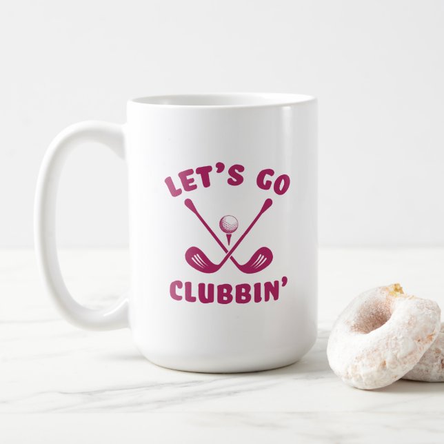 Mug Funny Golf Club Humour Golf moderne Sport rose (Avec donut)