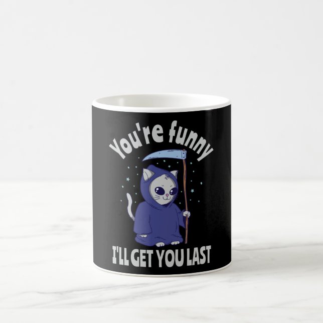 Mug Funny Grim Reaper Cat Halloween Costume (Centre)