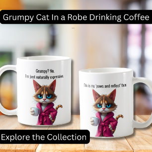Mug Funny Grumpy cat dans un chat Calico Robe et Café