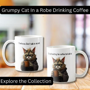 Mug Funny Grumpy cat dans un Robe et Café