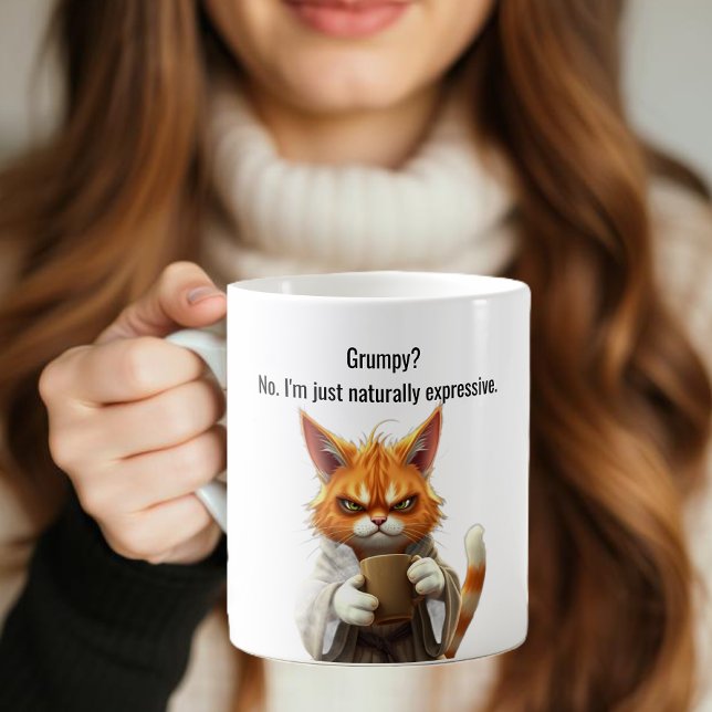 Mug Funny Grumpy cat dans un Robe et café Orange Cat (Funny Cat Mug-Grumpy cat-Cat in a Robe and Coffee-Orange Cat Coffee Mug )