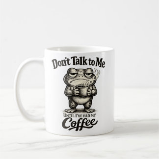 Mug Funny Grumpy Frog Drinking Coffee
