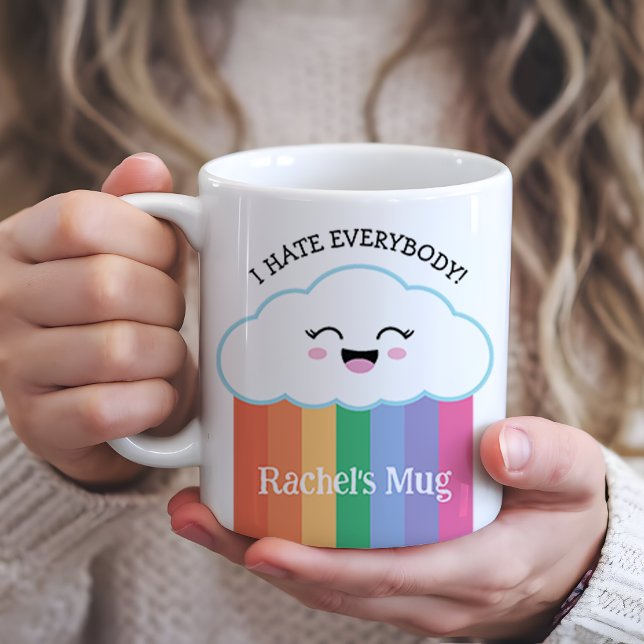 Mug Funny Grumpy Kawaii Cloud et Rainbows (Perfect mug for those days when caffeine is the only thing keeping you from snapping!)