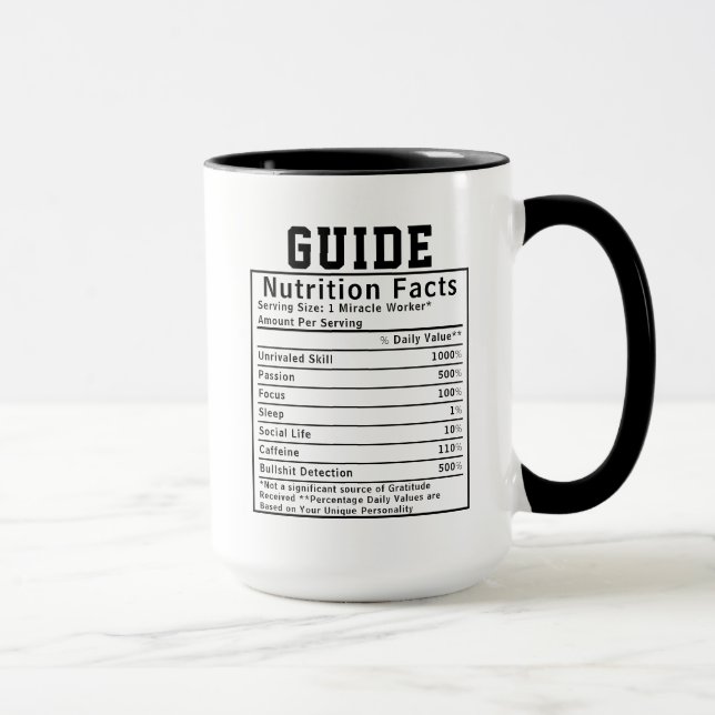 Mug Funny Guide Nutrition Facts Instructor Worker Gift (Droite)