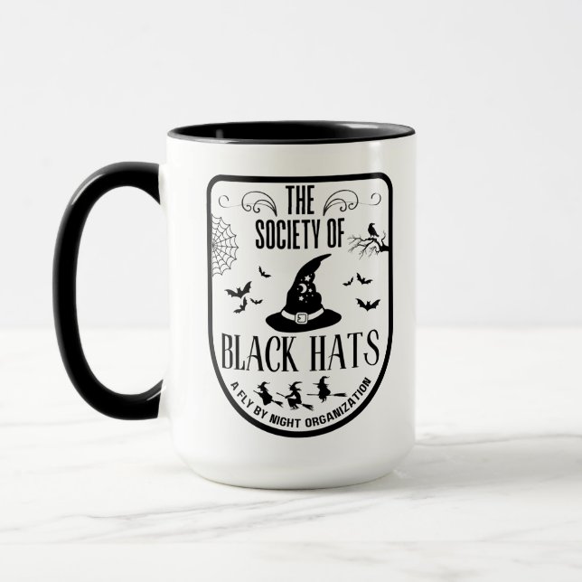 Mug Funny Halloween fête noir casquette sorcière broom (Gauche)