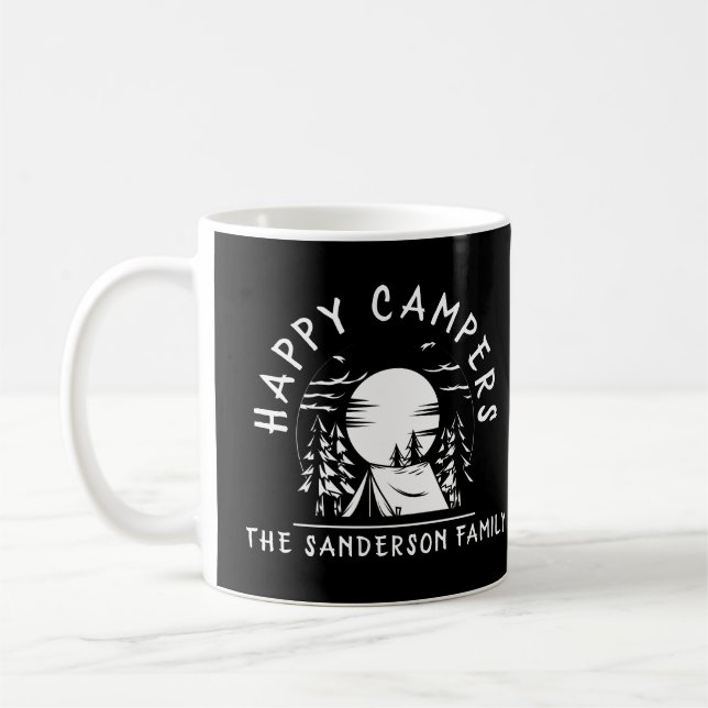 Mug Funny Happy Campers Nom Famille Camping Voyage (Gauche)