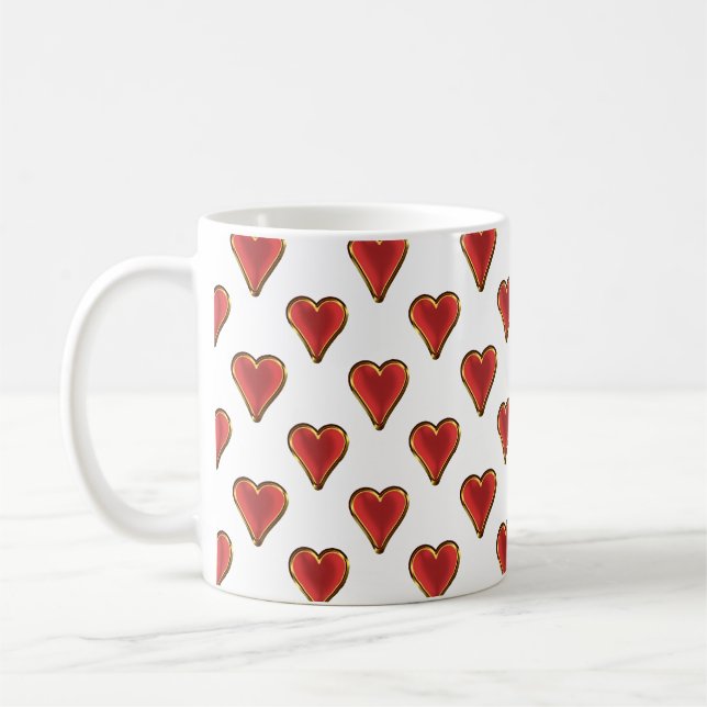 Mug Funny Heart Pattern gold red + your backgr. & (Gauche)