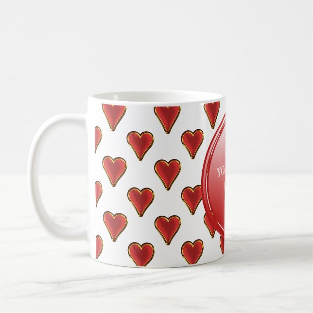 Mug Funny Heart Pattern gold red + your backgr. & (Gauche)