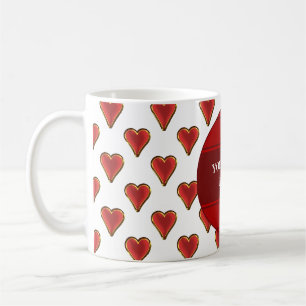 Mug Funny Heart Pattern gold red + your backgr. &