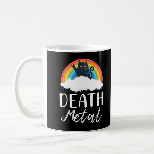 Mug Funny Heavy Death Metal Chat Rainbow Rock Music (Gauche)