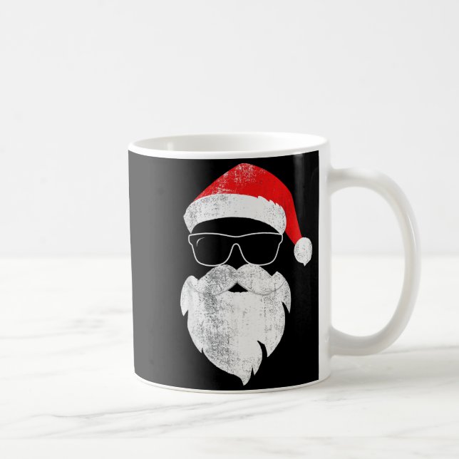 Mug Funny Hipster Santa Face With Hat Beard &amp; Gles (Droite)