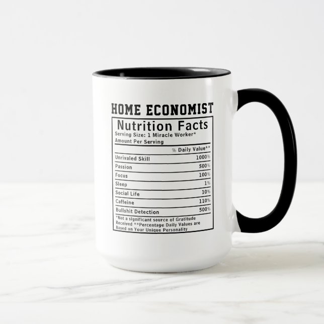 Mug Funny Home Economist Nutrition Facts Household  (Droite)