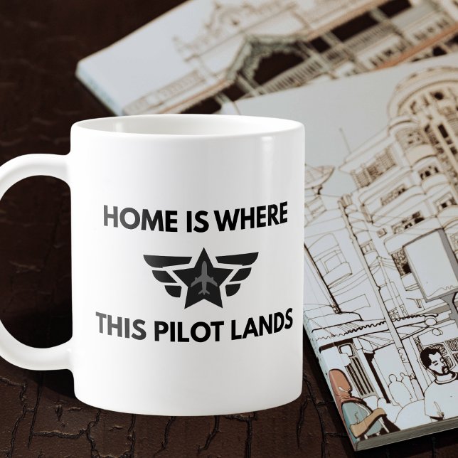 Mug Funny Home Where This Pilot Lands Plane Welcome  (Créateur téléchargé)