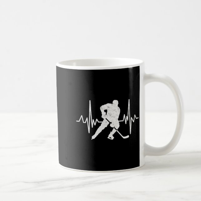 Mug Funny Ice Hockey Player Goalie Heartbeat Hockey Fa (Droite)