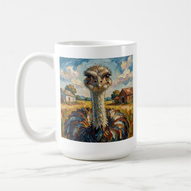 Mug Funny Impasto Ostrich on a Ranch Personalized (Gauche)