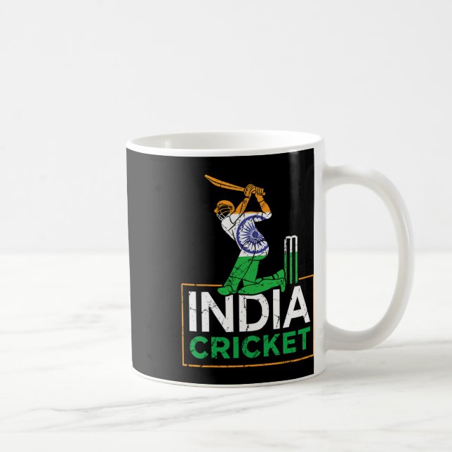Mug Funny India Flag Cricket Supporters Tee Indian Cri (Droite)