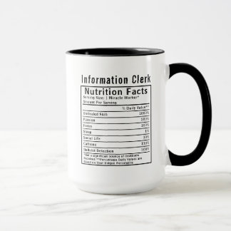 Mug Funny Information Clerk Nutrition Facts Staff Gift