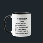 Mug Funny It Technician Définition cadeaux pour hommes<br><div class="desc">Idées cadeaux uniques pour les techniciens en informatique : Explorez une variété de cadeaux réfléchis pour les techniciens en informatique, convenant à la fois aux hommes et aux femmes. Des idées de cadeaux amusantes et pratiques aux objets qui célèbrent leur passion pour la faune, ces sélections honorent le dévouement et...</div>