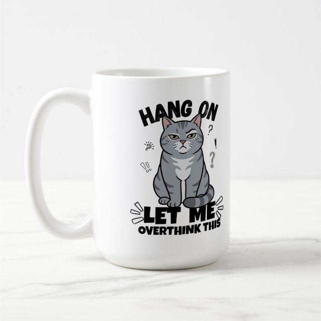 Mug Funny Judgmental Grey Cat Illustration (Gauche)