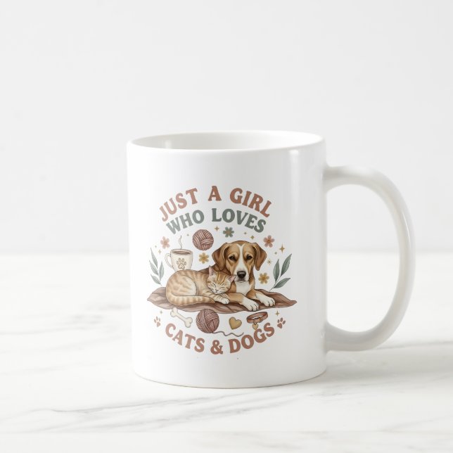 Mug funny Just a Girl who Loves Cats and Dogs mom (Droite)