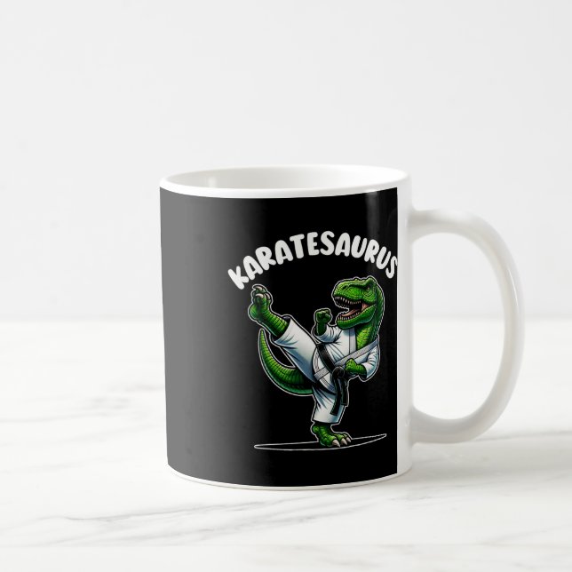 Mug Funny Karatesaurus Dinosaur T Rex In Karate Gi Bla (Droite)