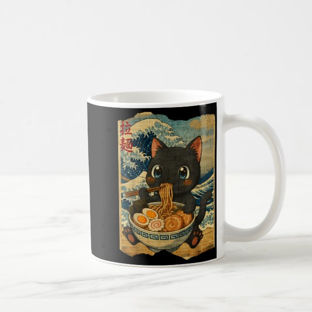 Mug Funny Kawaii Black Cat Ramen Noodle Bowl Japanese  (Droite)