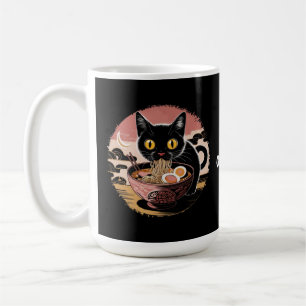 Mug Funny Kawaii Chat Manger Ramen nouilles mignonnes 