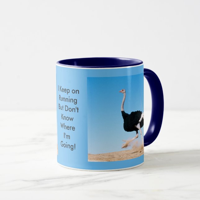 Mug Funny Keep on Running Ostrich Photo (Devant droit)