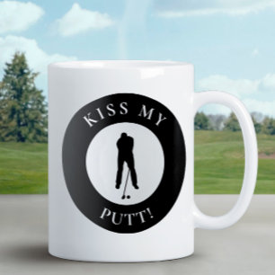 Mug Funny Kiss My Putt Golfer Humor Silhouette Black