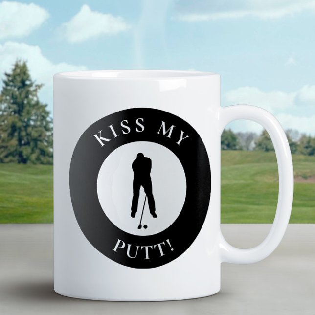 Mug Funny Kiss My Putt Golfer Humour Silhouette Noir (Créateur téléchargé)