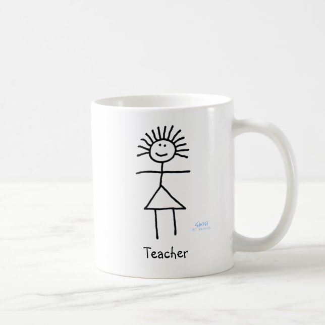 Mug Funny Lady Enseignante Femme Chalk Stick Figure (Droite)