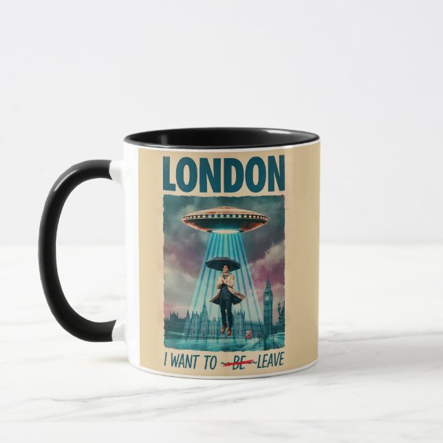 Mug Funny London Alien Abduction Retro Sci-Fi Poster (Gauche)