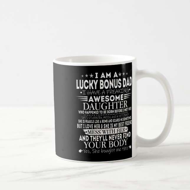 Mug Funny Lucky Bonus Papa Tee De Fille Fa (Droite)