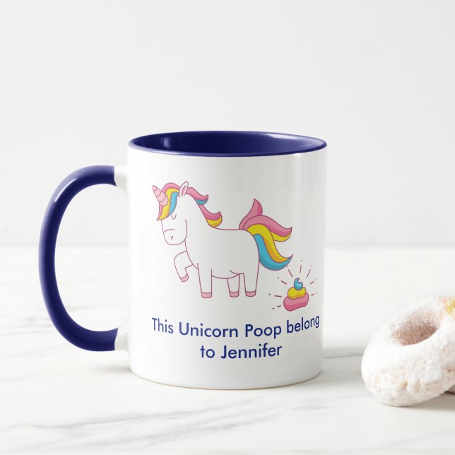 Mug Funny Magique Unicorn Poop Personnalisé (Avec donut)