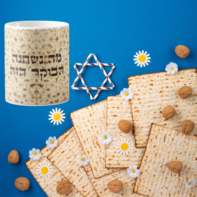 Mug Funny Matzah Hébreu "Ma Nishtana" Pâque (Créateur téléchargé)