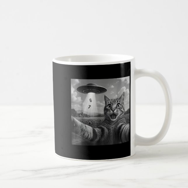 Mug Funny Meme Cat Selfie Six Seven Retro Cat 67 Anima (Droite)