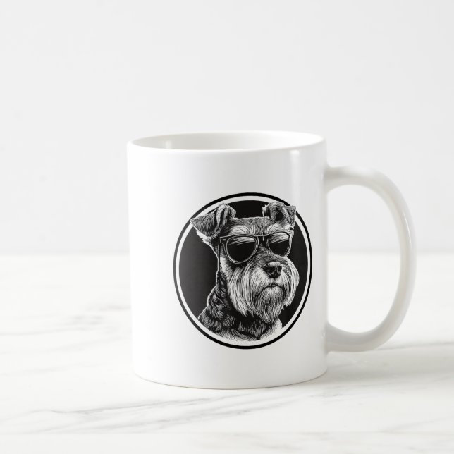 Mug Funny Mens Womens Sungles Logo Miniature Schnauzer (Droite)