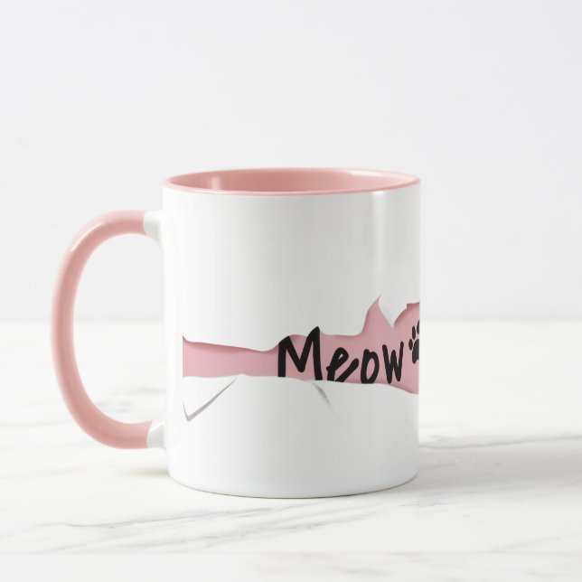 Mug Funny “Meow” Cat with Glasses Design (Gauche)