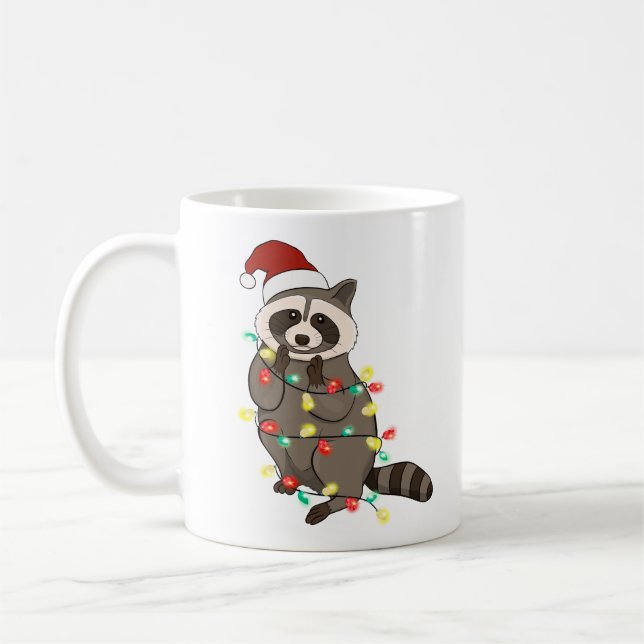 Mug Funny mignon Noël Racoon (Gauche)