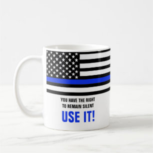 Mug FUNNY Mince Ligne Bleue US Drapeau Officier de pol